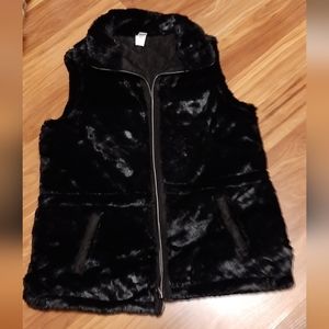 Black faux fur vest